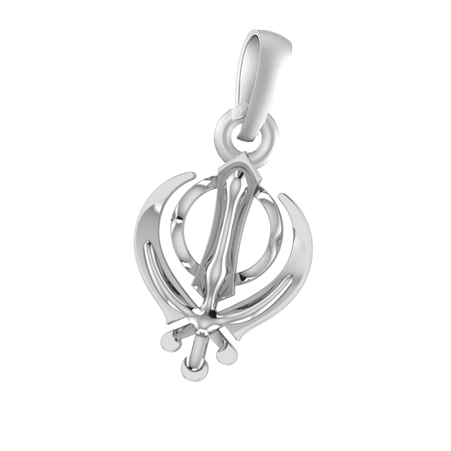 92.5% Pure Sterling Silver Sikh Khanda symbol Pendant for Kids and Woman