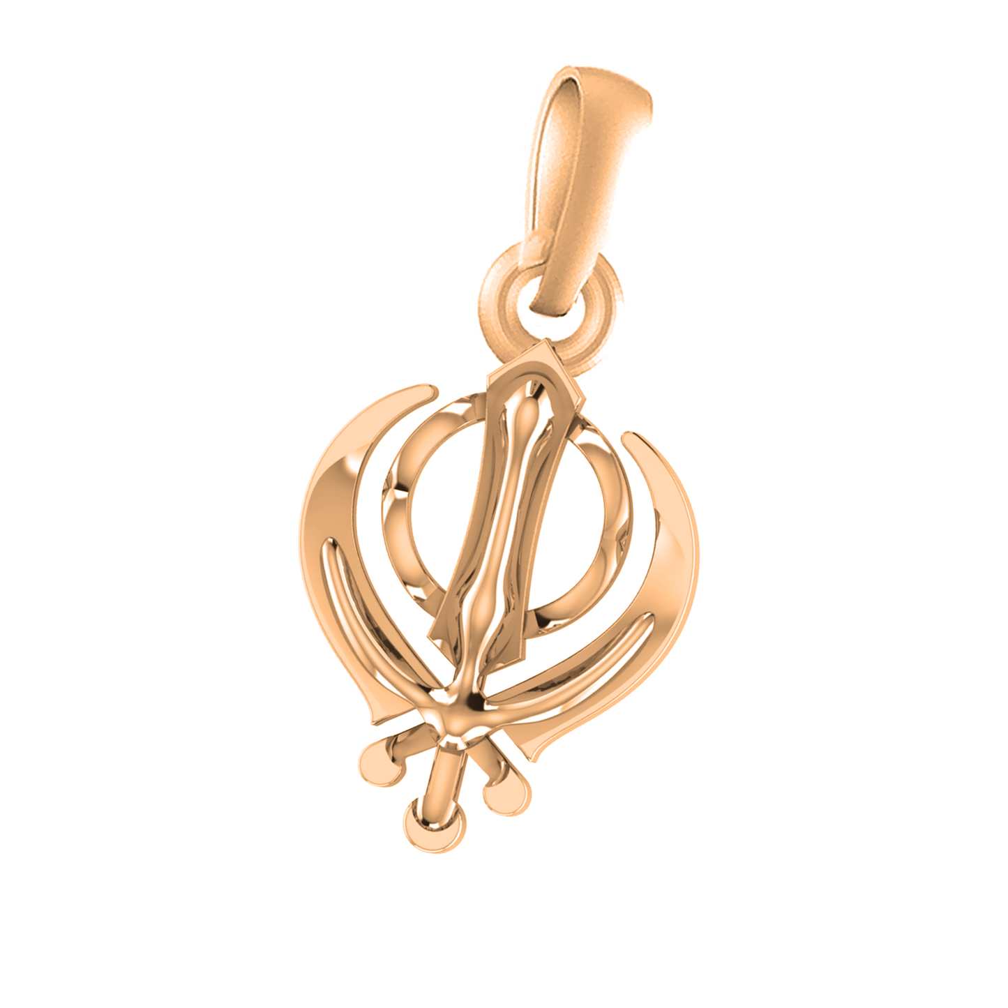22 CT Gold Plated Silver (92.5% purity) Sikh Khanda symbol Pendant by Akshat Sapphire for Kids and Woman