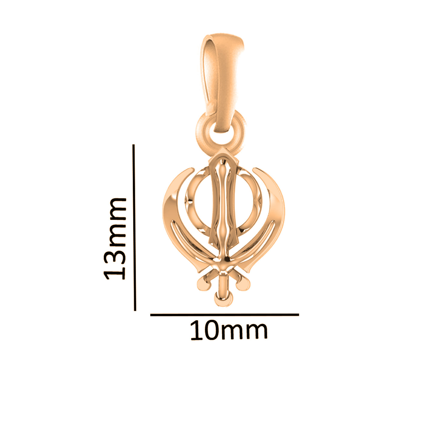22 CT Gold Plated Silver (92.5% purity) Sikh Khanda symbol Pendant by Akshat Sapphire for Kids and Woman