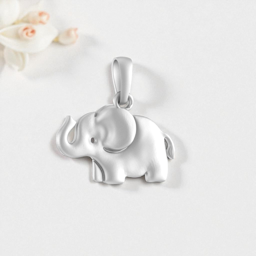 92.5% Pure Sterling Silver Strength Symbolic Elephant Pendant for Kids & Woman
