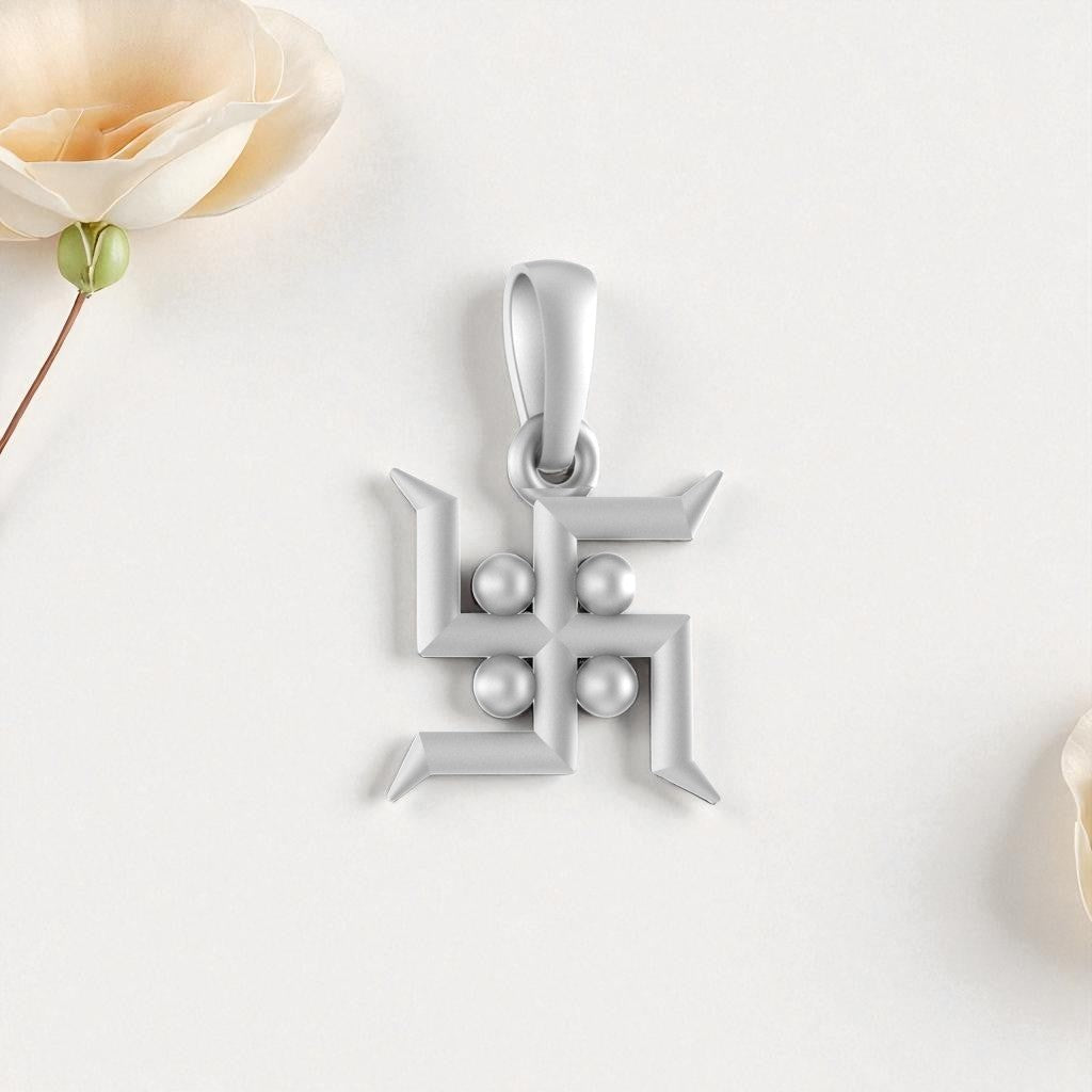 92.5% Pure Sterling Silver Spiritual Swastik Symbol Pendant for Kids & Woman