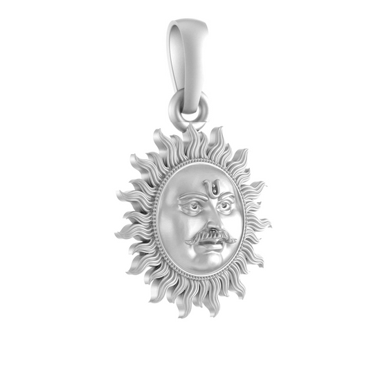 Akshat Sapphire 92.5% Pure Sterling Silver Divine God Sun Pendant for Kids & Woman