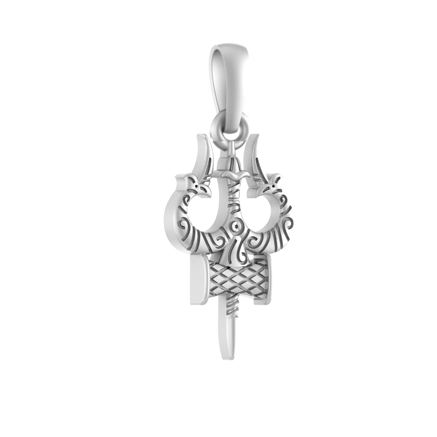 Silver Spiritual Shiva Trishul Chain Pendant (92.5% purity) by Shiva Trishul Chain Pendant for Kids (Upto 4 years)(Snake Chain: 12 Inches)