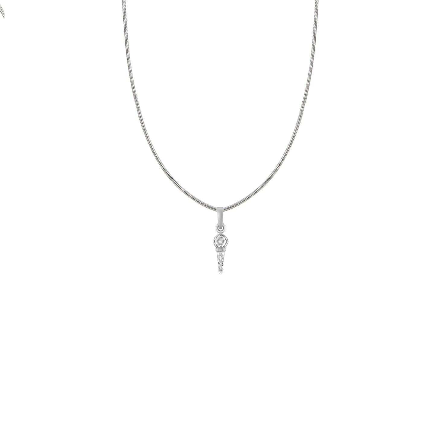 God Hanuman Silver Bajrang Bali Gada Chain Pendant (92.5% purity) by Bajrangbali Chain Pendant for Kids (Upto 4 years) (Snake Chain: 12 Inches)