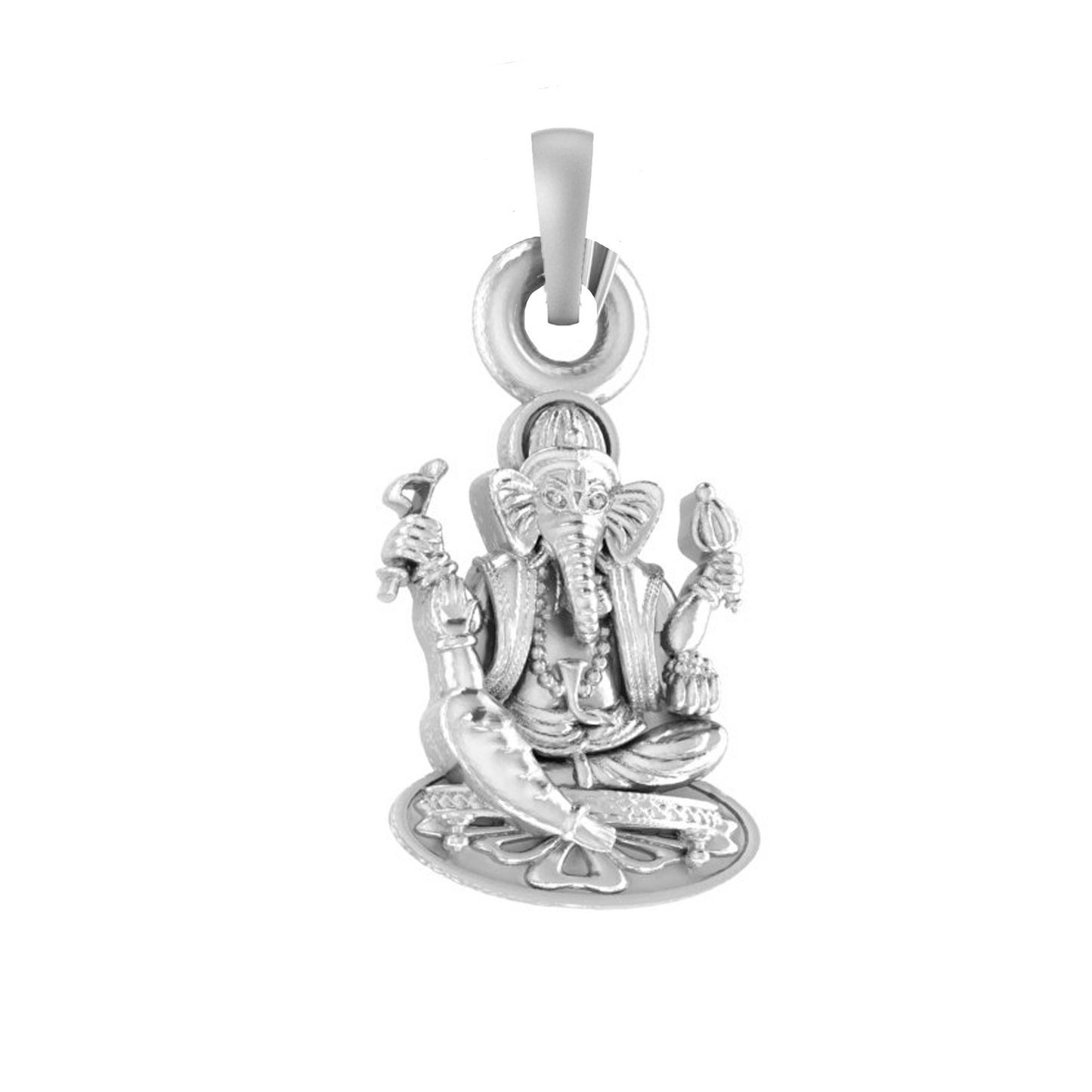 God Ganesh Silver Chain Pendant (92.5% purity) by Ganapathy Chain Pendant for Kids (Snake Chain: 15 Inches)