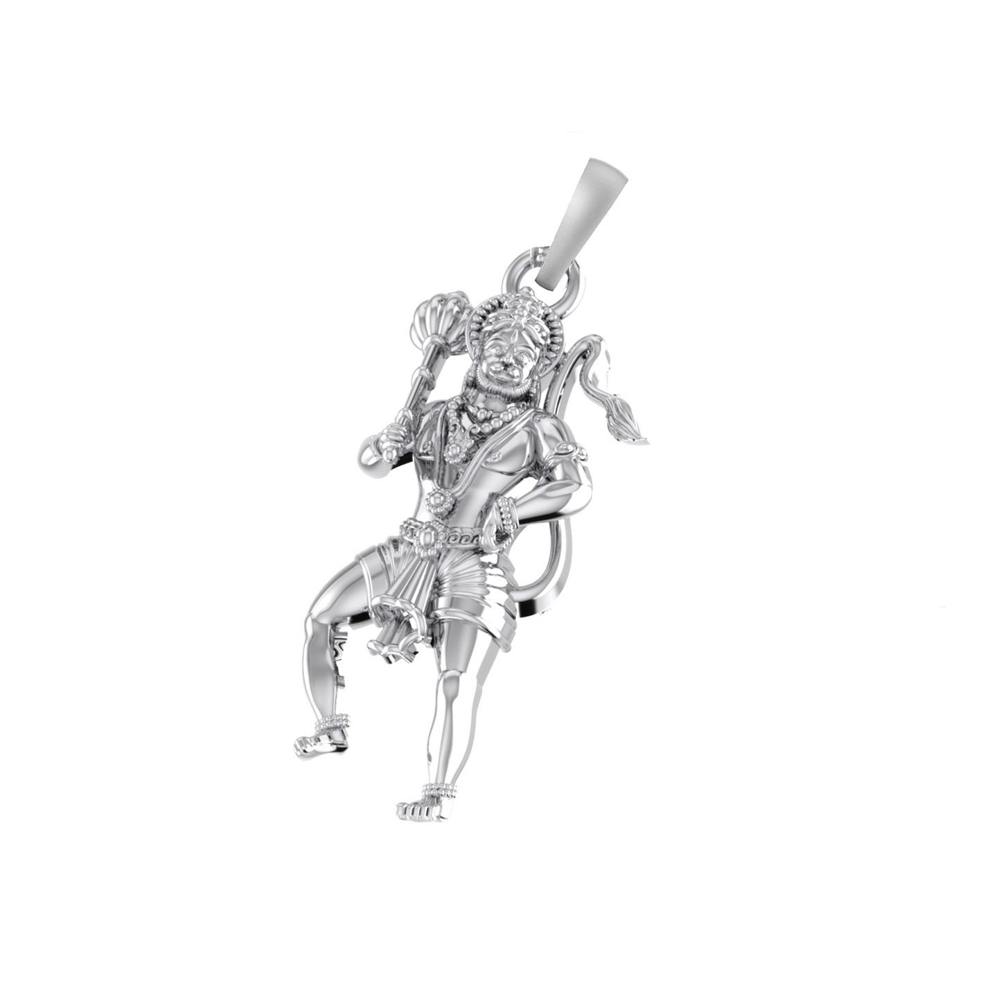God Hanuman Silver Chain Pendant (92.5% purity) by Akshat Sapphire Bajrangbali Chain Pendant for Kids (Upto 4 years) (Snake Chain: 12 Inches)