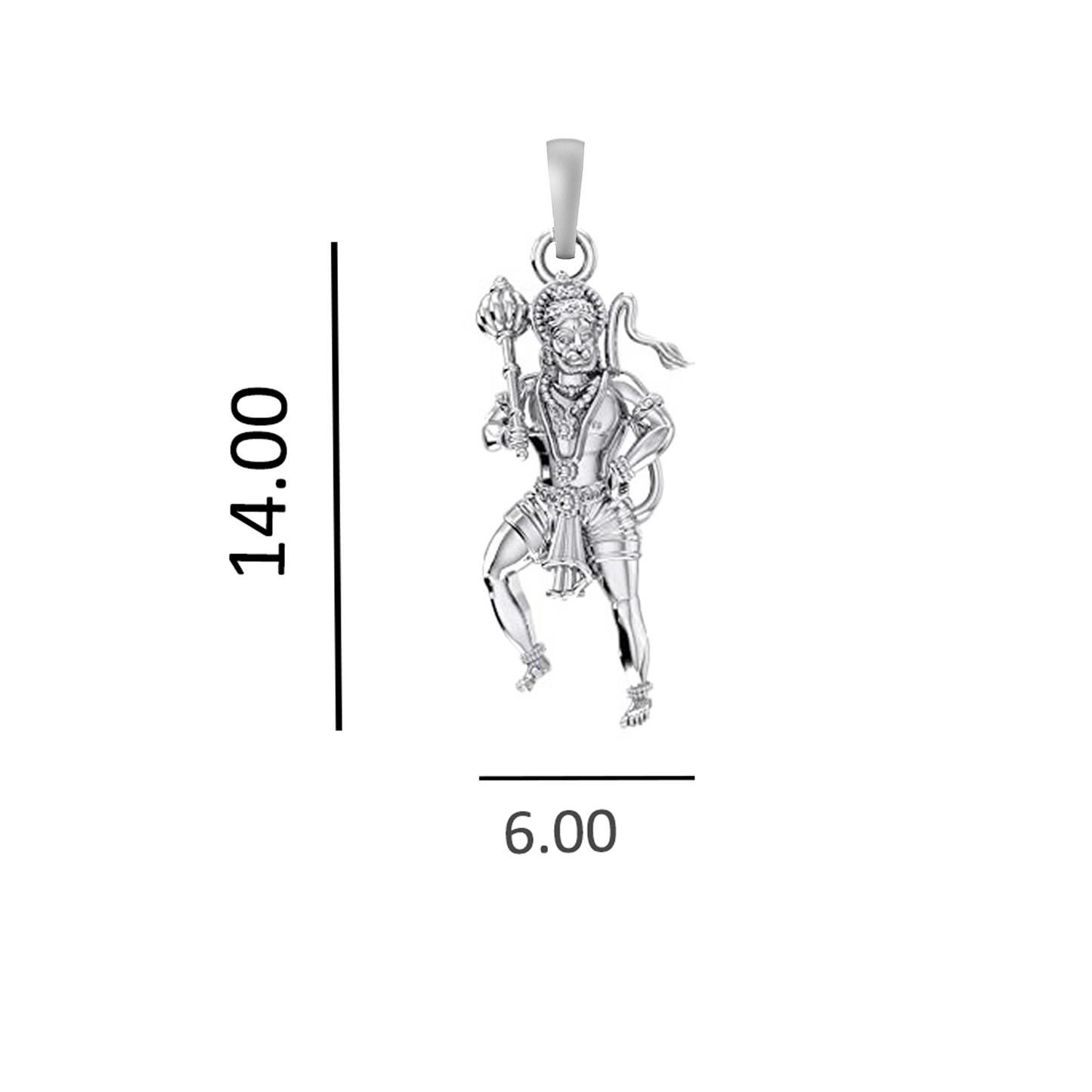 God Hanuman Silver Chain Pendant (92.5% purity) by Akshat Sapphire Bajrangbali Chain Pendant for Kids (Upto 4 years) (Snake Chain: 12 Inches)