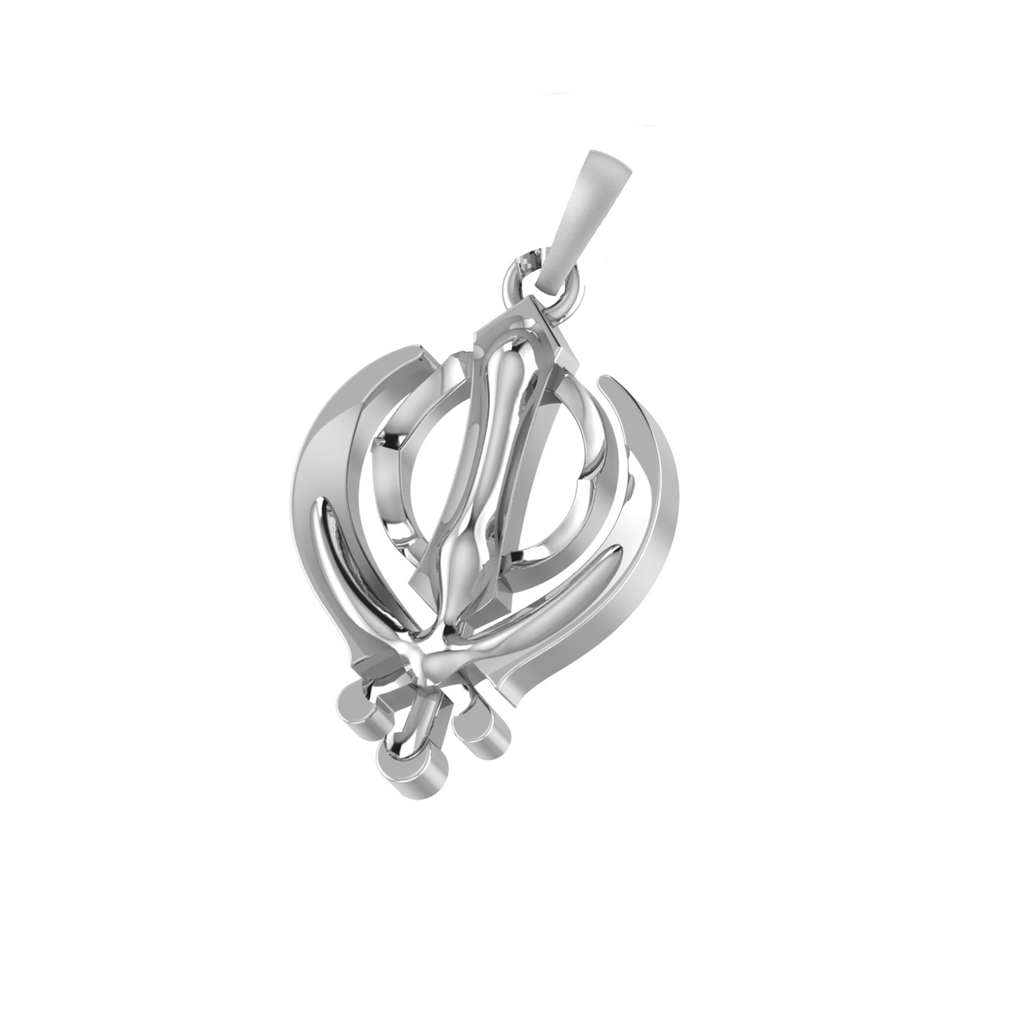 Silver Sikh Khanda symbol Chain Pendant (92.5% purity) by Sikh Khanda symbol Chain Pendant for Kids (Upto 4 years) and Woman (Snake Chain: 12 Inches)