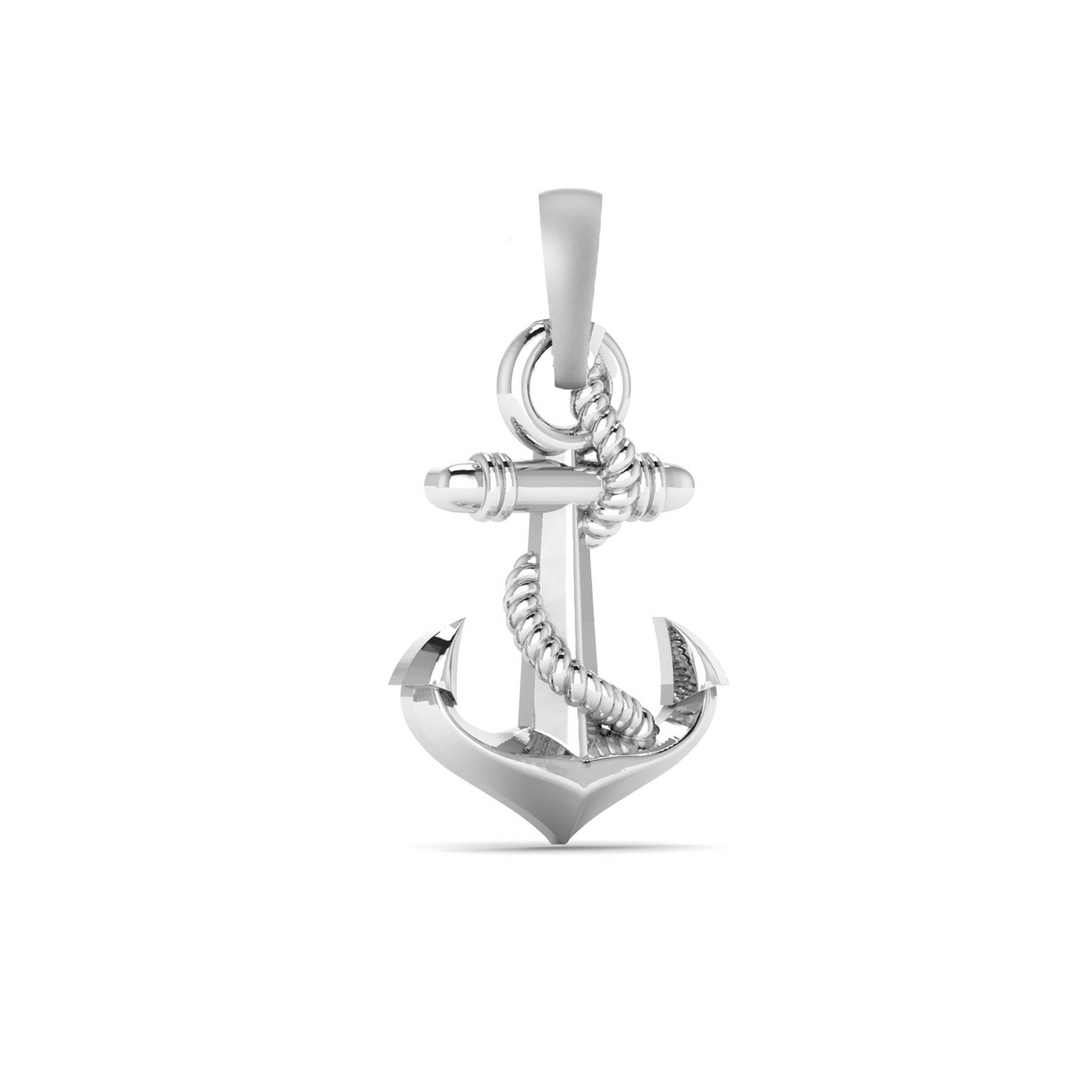 Silver Ship Anchor Chain Pendant (92.5% purity) by Ship Anchor Chain Pendant for Kids (Upto 4 years) & Woman (Snake Chain: 12 Inches)