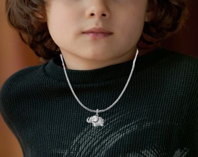 Silver Strength Symbolic Elephant Chain Pendant (92.5% purity) by Akshat Sapphire Elephant Chain Pendant for Kids (Upto 4 years)  (Snake Chain: 12 Inches)