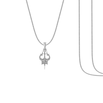 Silver Spiritual Shiva Trishul Chain Pendant (92.5% purity) by Akshat Sapphire Shiva Trishul Chain Pendant for Kids(Snake Chain: 15 Inches)