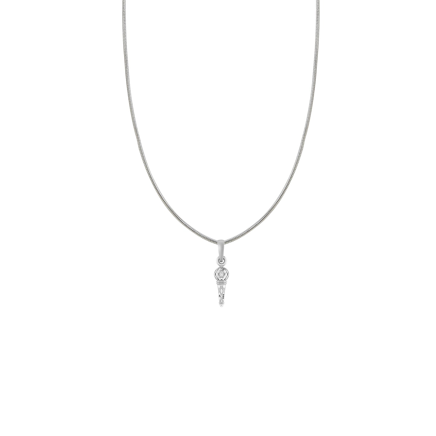 God Hanuman Silver Bajrang Bali Gada Chain Pendant (92.5% purity) by Bajrangbali Chain Pendant for kids (Snake Chain: 15 Inches)