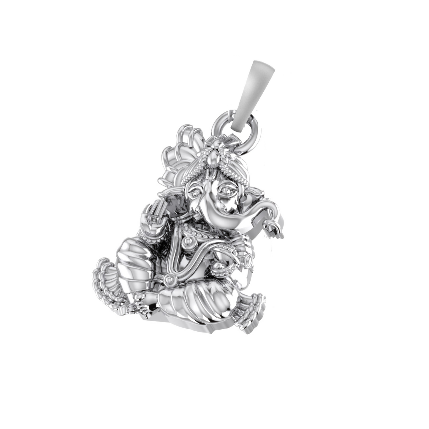 God Ganesh Silver Chain Pendant (92.5% purity) by Ganapathy Chain Pendant for Kids (Snake Chain: 15 Inches)