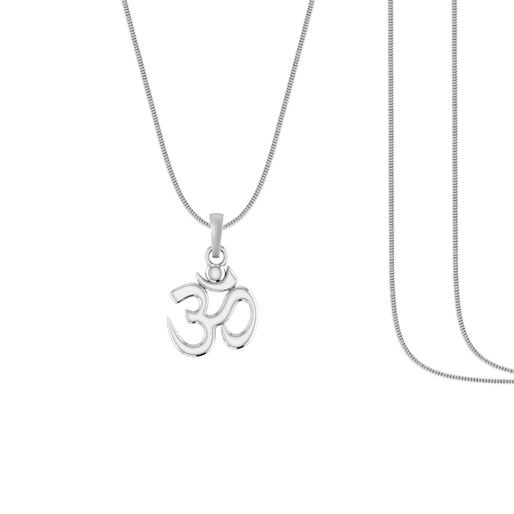 Silver Spiritual OM Chain Pendant by Akshat Sapphire Om Chain Pendant for Kids  (Snake Chain: 15 Inches)
