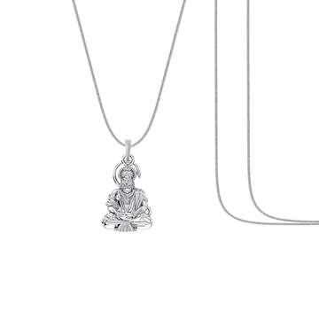 God Hanuman Bajrang Bali Silver Chain Pendant  (92.5% purity) by Akshat Sapphire Bajrangbali Chain Pendant for kids (Snake Chain: 15 Inches)