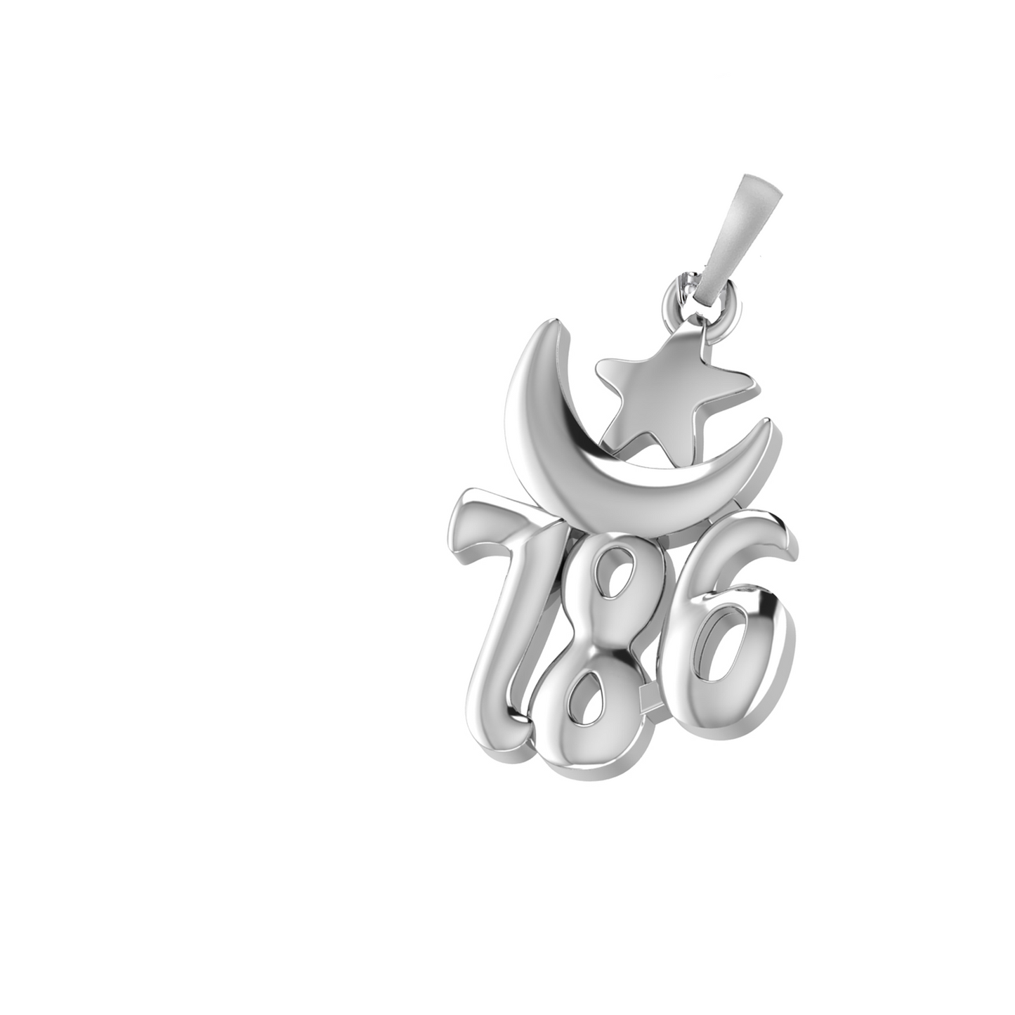 Silver religious and lucky 786 Chain Pendant (92.5% purity) by lucky 786 Chain Pendant for Kids (Snake Chain: 15 Inches)
