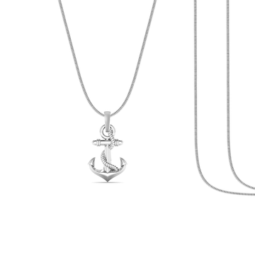 Silver Ship Anchor Chain Pendant (92.5% purity) by Akshat Sapphire Ship Anchor Chain Pendant for Kids & Woman (Snake Chain: 15 Inches)