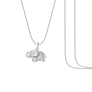 Silver Strength Symbolic Elephant Chain Pendant (92.5% purity) by Akshat Sapphire Elephant Chain Pendant for Kids  (Snake Chain: 15 Inches)