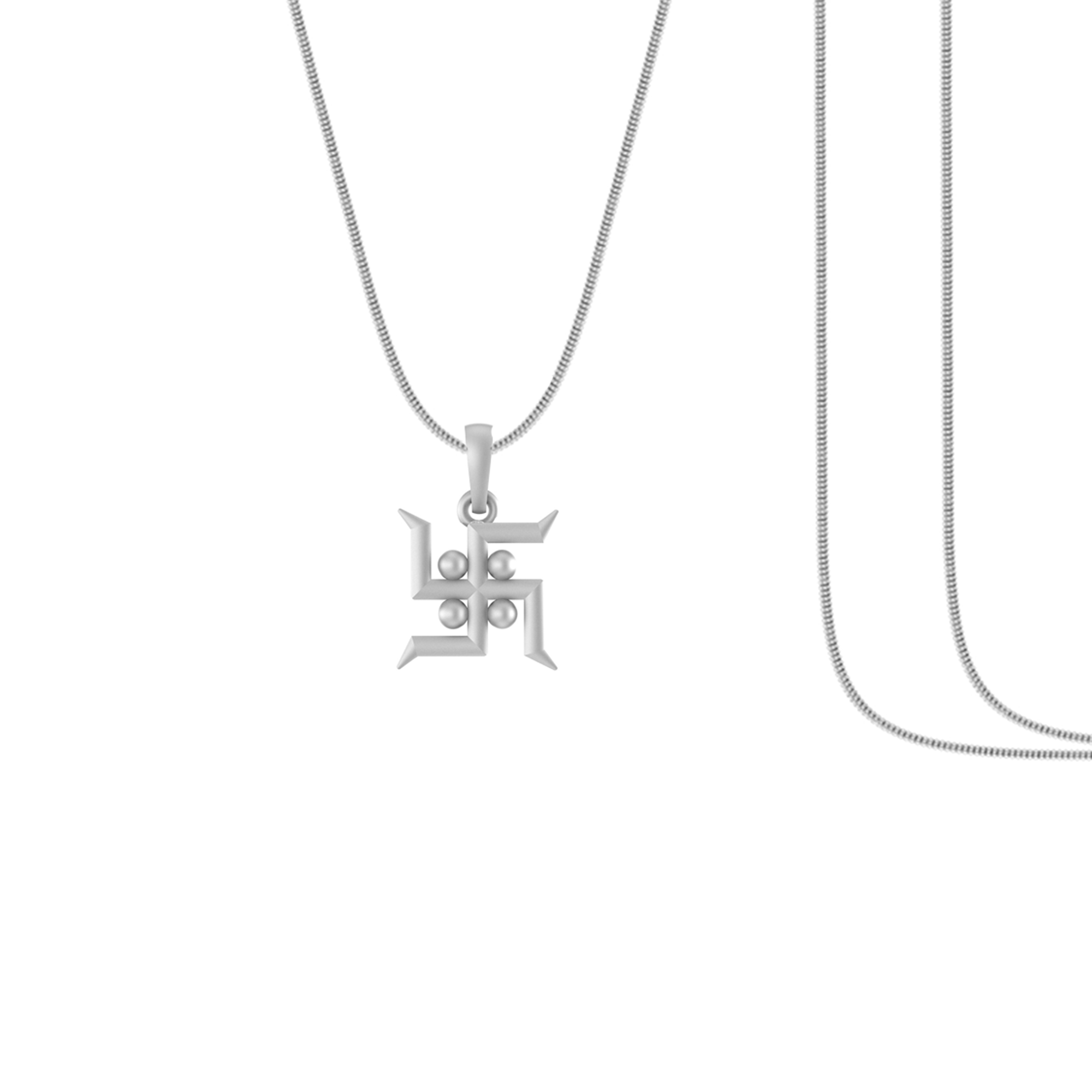 Silver Spiritual Swastik Symbol Chain Pendant (92.5% purity)by Akshat Sapphire Swastik Symbol Chain Pendant for Kids(Snake Chain: 15 Inches)