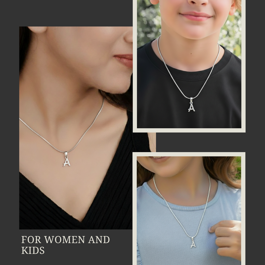 92.5% Pure Sterling Silver Precious Name Alphabet Pendant For Kids And Girls