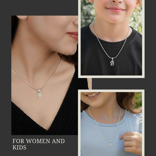 92.5% Pure Sterling Silver Precious Name Alphabet Pendant For Kids And Girls