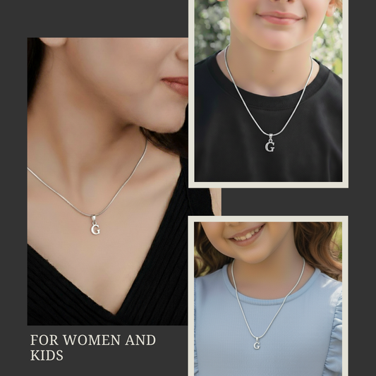92.5% Pure Sterling Silver Precious Name Alphabet Pendant For Kids And Girls