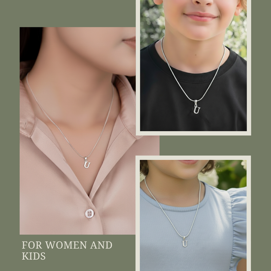 92.5% Pure Sterling Silver Precious Name Alphabet Pendant For Kids And Girls