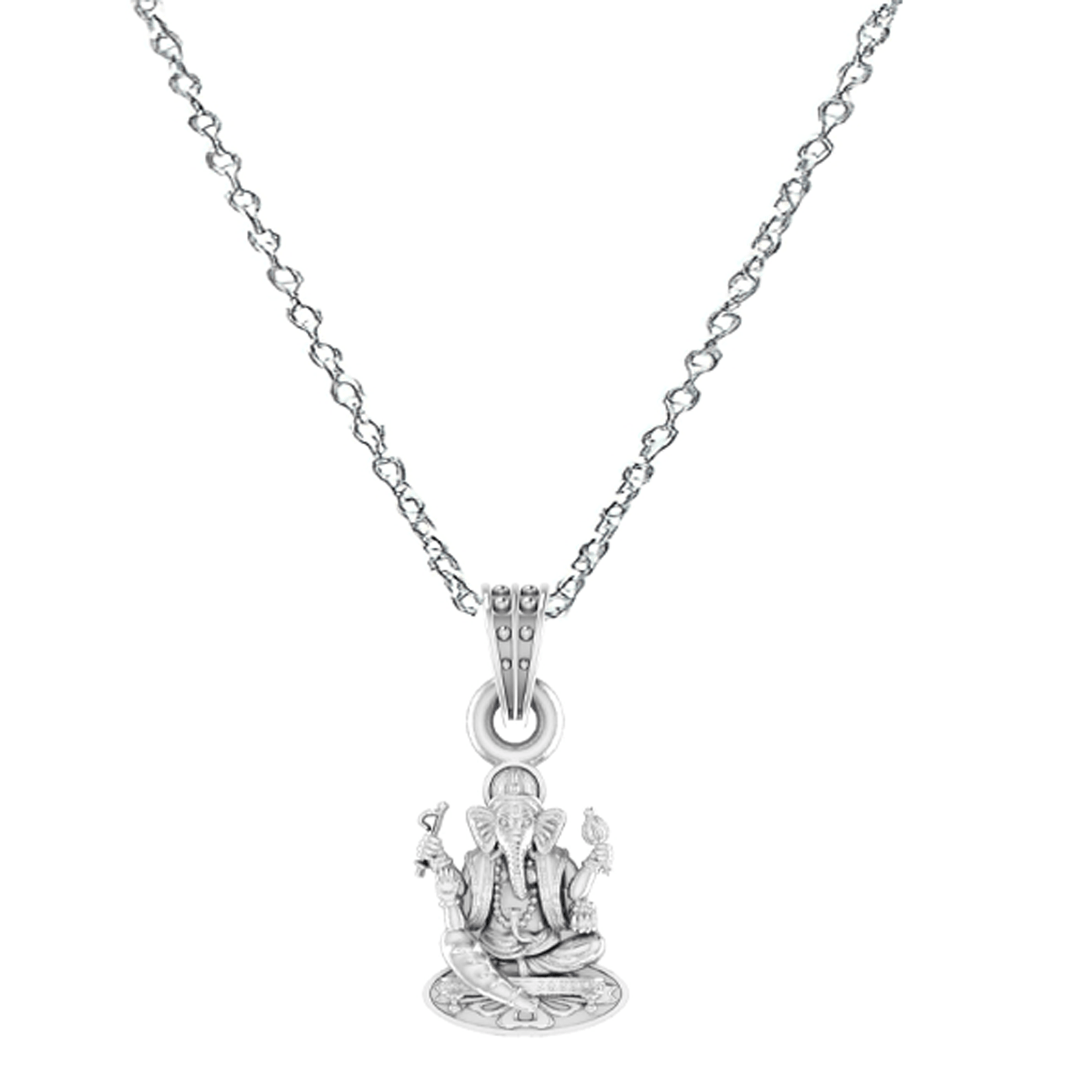 Akshat Sapphire Sterling Silver (92.5% purity) God Ganesha Chain Pendant (Pendant with Anchor Chain-22 inches) for Men & Women Pure Silver Lord Ganapathy Chain Locket for Good Health & Wealth