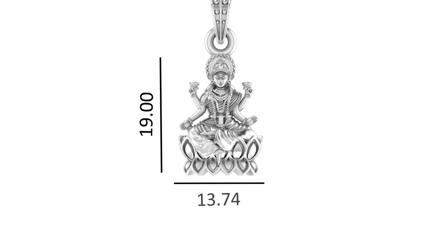 Akshat Sapphire Sterling Silver (92.5% purity) Goddess Laxmi Ji Chain Pendant (Pendant with Anchor Chain-22 inches) for Men & Women Pure Silver Lord Laxmi Ji Chain Locket for Health & Wealth