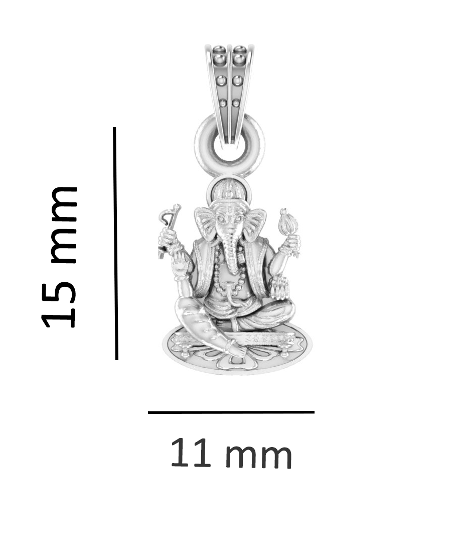 Akshat Sapphire Sterling Silver (92.5% purity) God Ganesha Chain Pendant (Pendant with Anchor Chain-22 inches) for Men & Women Pure Silver Lord Ganapathy Chain Locket for Good Health & Wealth
