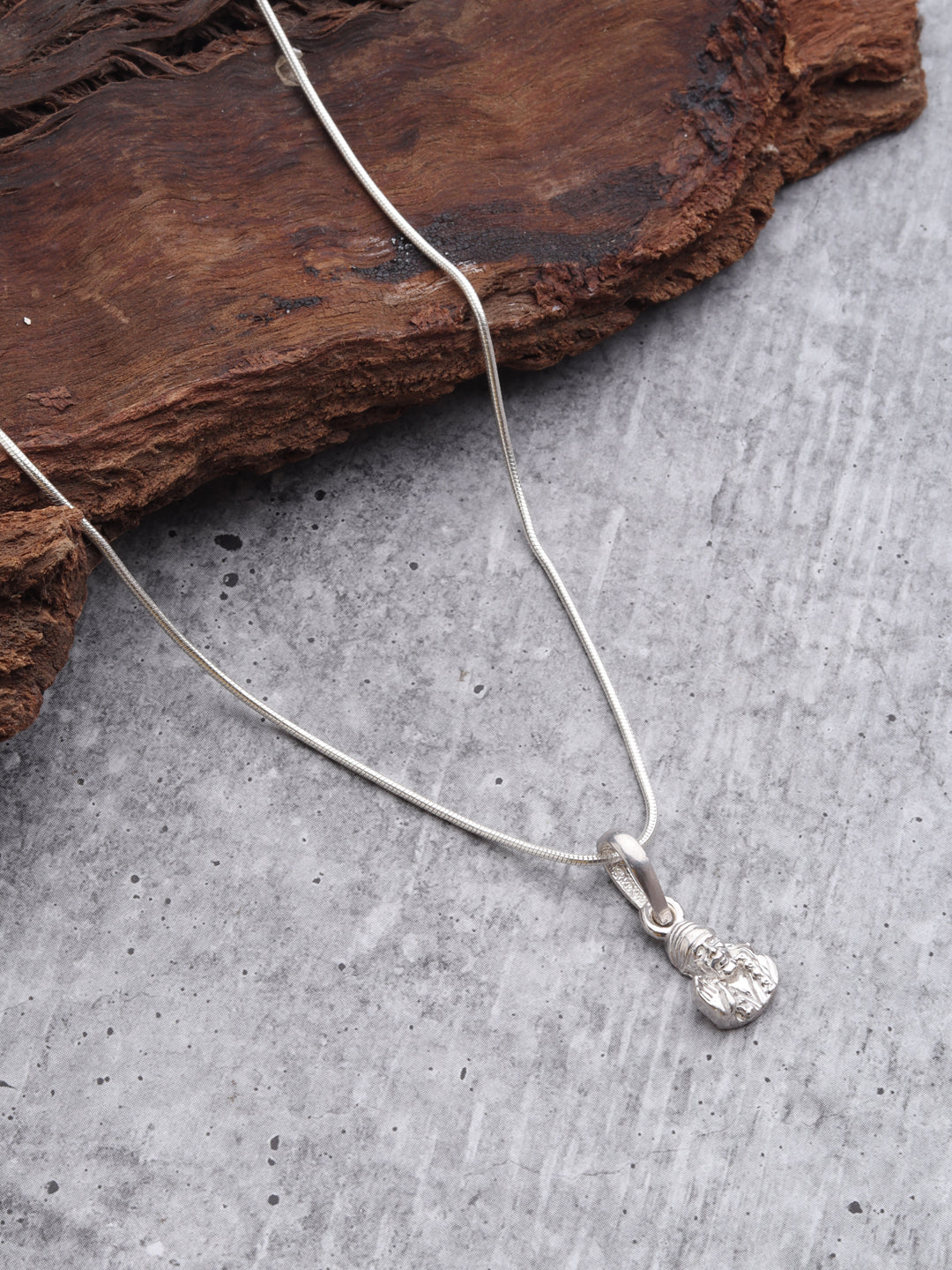 AKSHAT SAPPHIRE Sterling Silver (Silver with 92.5% purity) God Shree Sai Baba chain Pendant (Pendant with Anchor Chain-22 inches) for Men & Women Pure Sterling Silver Lord Sai Baba chain Locket For Good Wealth & Health