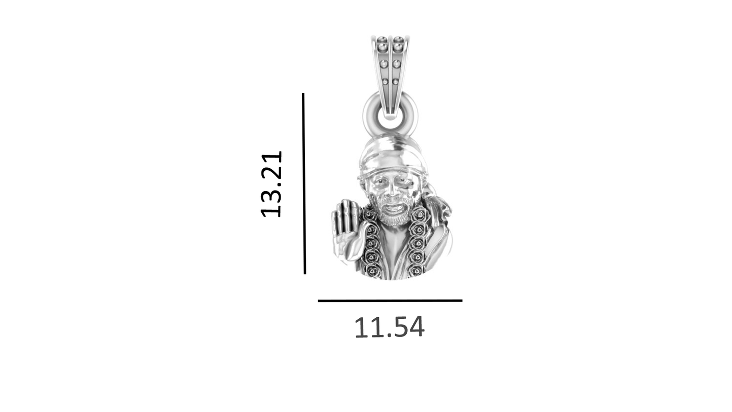 AKSHAT SAPPHIRE Sterling Silver (Silver with 92.5% purity) God Shree Sai Baba chain Pendant (Pendant with Anchor Chain-22 inches) for Men & Women Pure Sterling Silver Lord Sai Baba chain Locket For Good Wealth & Health