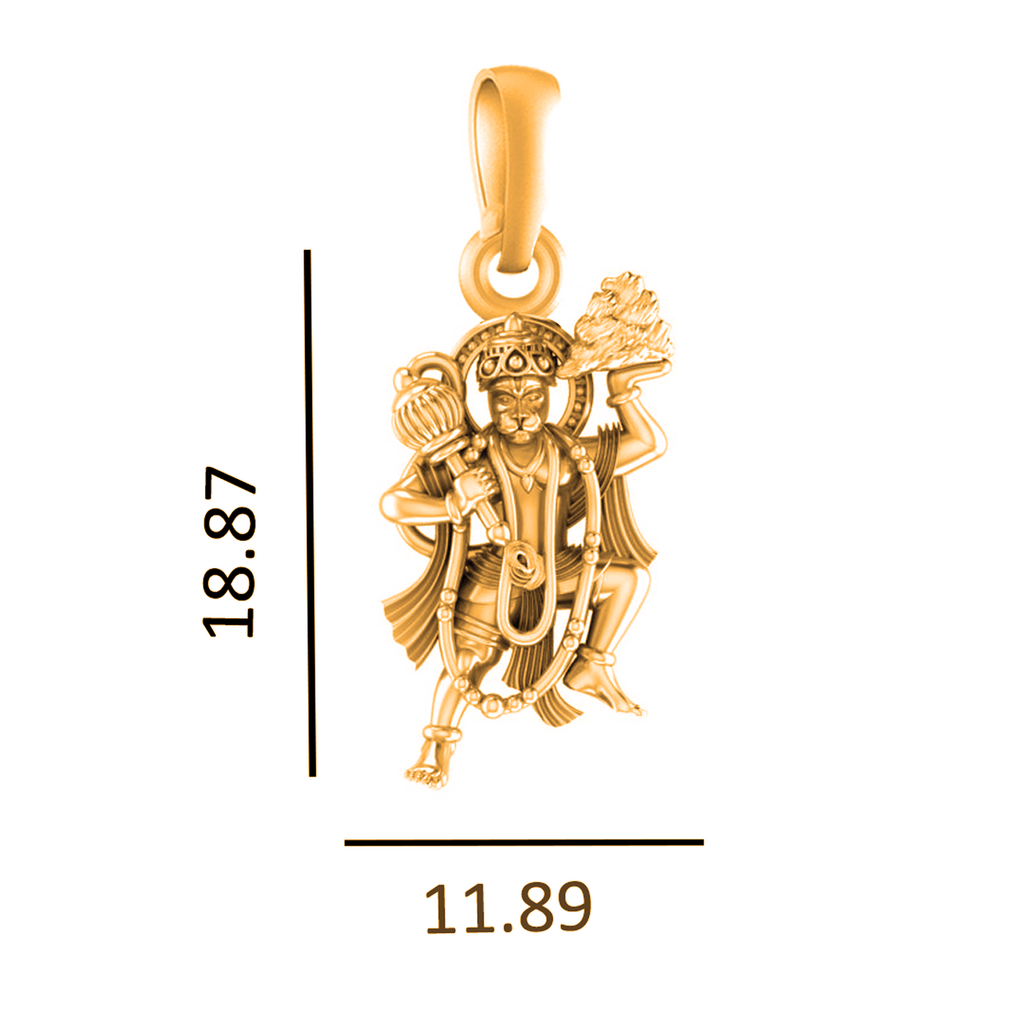 22KT Gold Plated God Hanuman Chain Pendant (Locket with Anchor Chain- 22 inches) for Men & Women