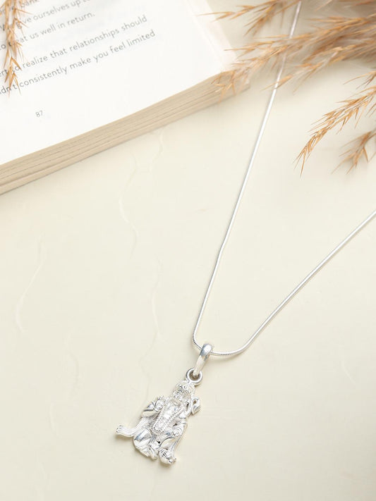 God Hanuman Chain Pendant (Pendant with Anchor Chain- 22 inches) for Men & Women Pure Silver Lord bajrang bali Chain Locket for Good Health & Wealth