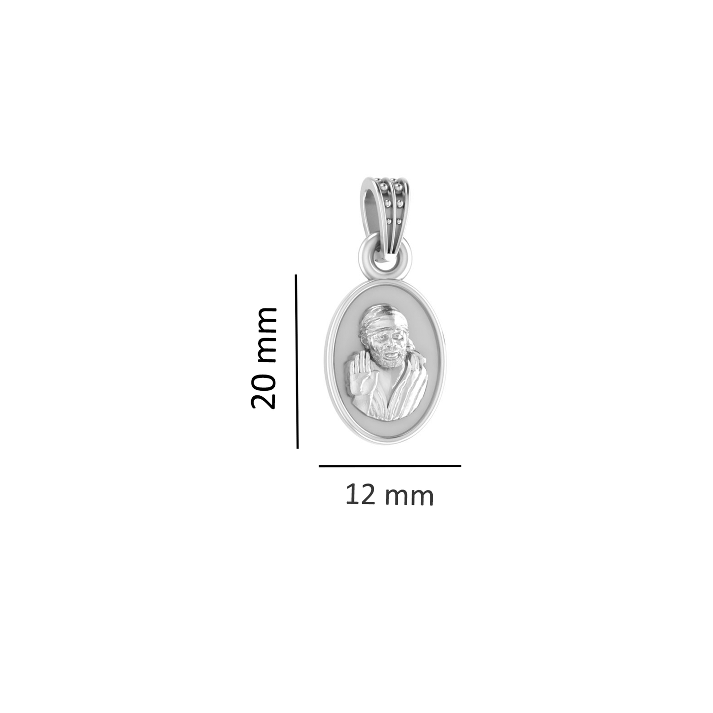 AKSHAT SAPPHIRE Sterling Silver (Silver with 92.5% purity) God Shree Sai Baba chain Pendant (Pendant with Anchor Chain-22 inches) for Men & Women Pure Sterling Silver Lord Sai Baba chain Locket For Good Wealth & Health