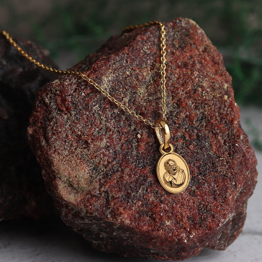 22KT Gold Plated Sterling Silver (92.5% Purity) Pure Silver God Shree Sai Baba chain Pendant (Locket with Anchor Chain-22 inches) for Men & Women