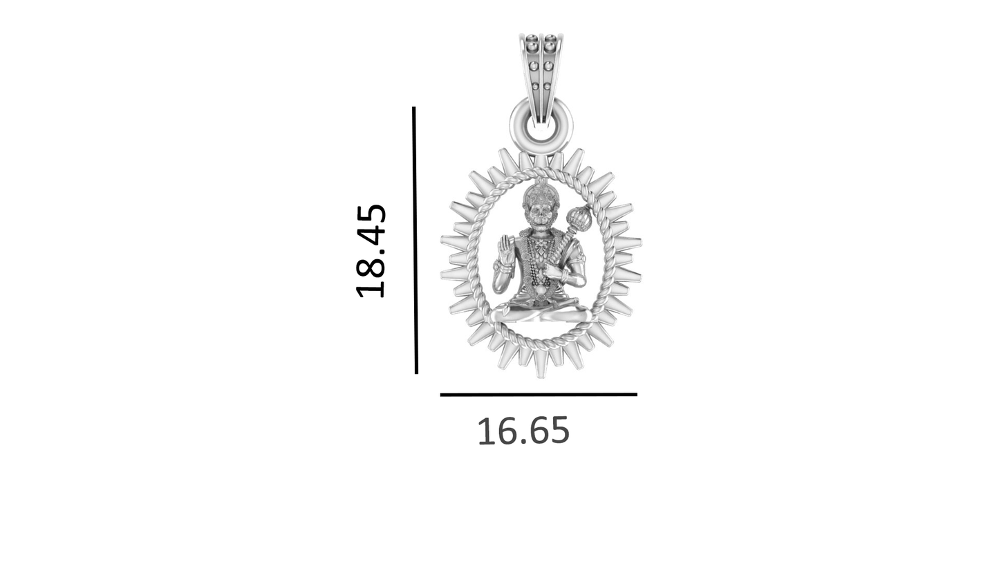 God Hanuman Chain Pendant (Pendant with Anchor Chain- 22 inches) for Men & Women Pure Silver Lord bajrang bali Chain Locket for Good Health & Wealth
