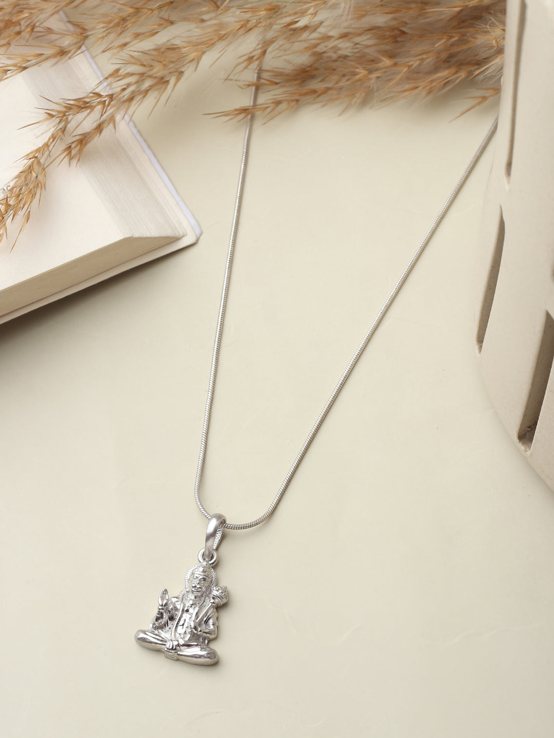 God Hanuman Chain Pendant (Pendant with Anchor Chain- 22 inches) for Men & Women Pure Silver Lord bajrang bali Chain Locket for Good Health & Wealth