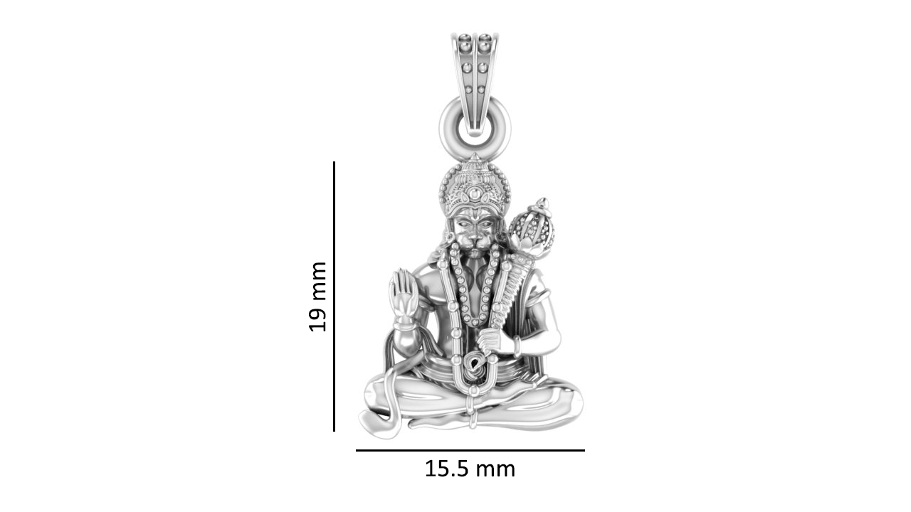 God Hanuman Chain Pendant (Pendant with Anchor Chain- 22 inches) for Men & Women Pure Silver Lord bajrang bali Chain Locket for Good Health & Wealth