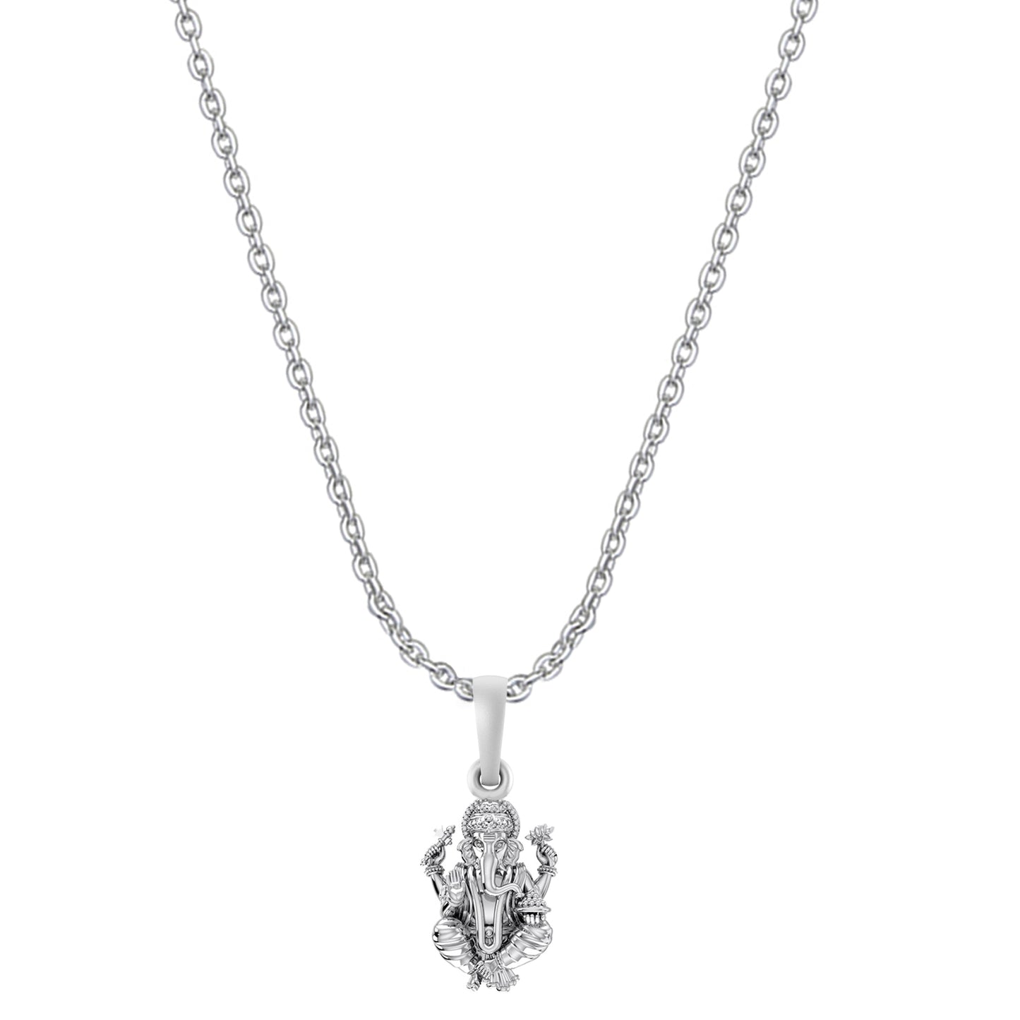 Akshat Sapphire Sterling Silver (92.5% purity) God Ganesha Chain Pendant (Pendant with Anchor Chain-22 inches) for Men & Women Pure Silver Lord Ganapathy Chain Locket for Good Health & Wealth