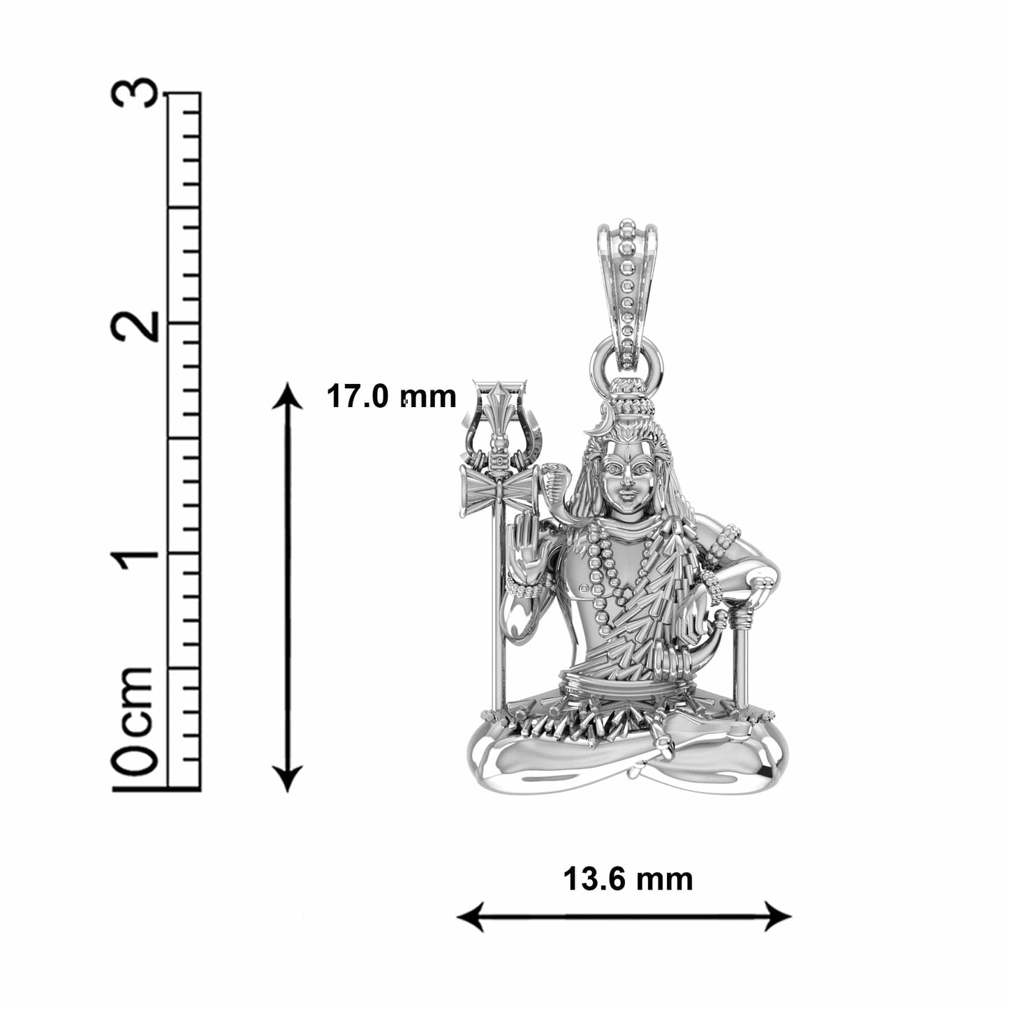 Sterling Silver (92.5% Purity) Pure Silver God Shiva Chain Pendant (Locket with Anchor Chain-22 inches) for Men & Women