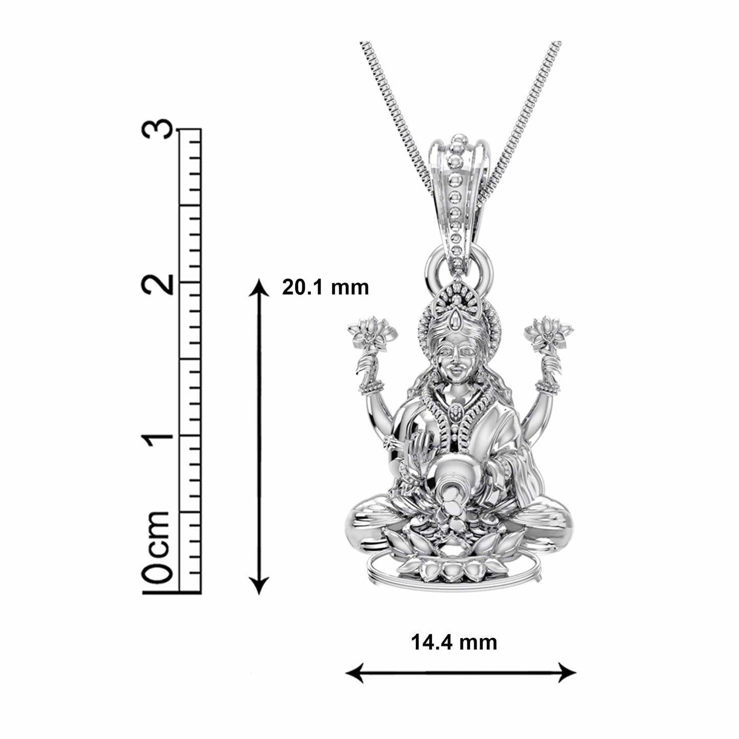 Sterling Silver (92.5% Purity) Pure Silver Goddess Laxmi Ji Chain Pendant (Locket with Anchor Chain-22 inches) for Men & Women