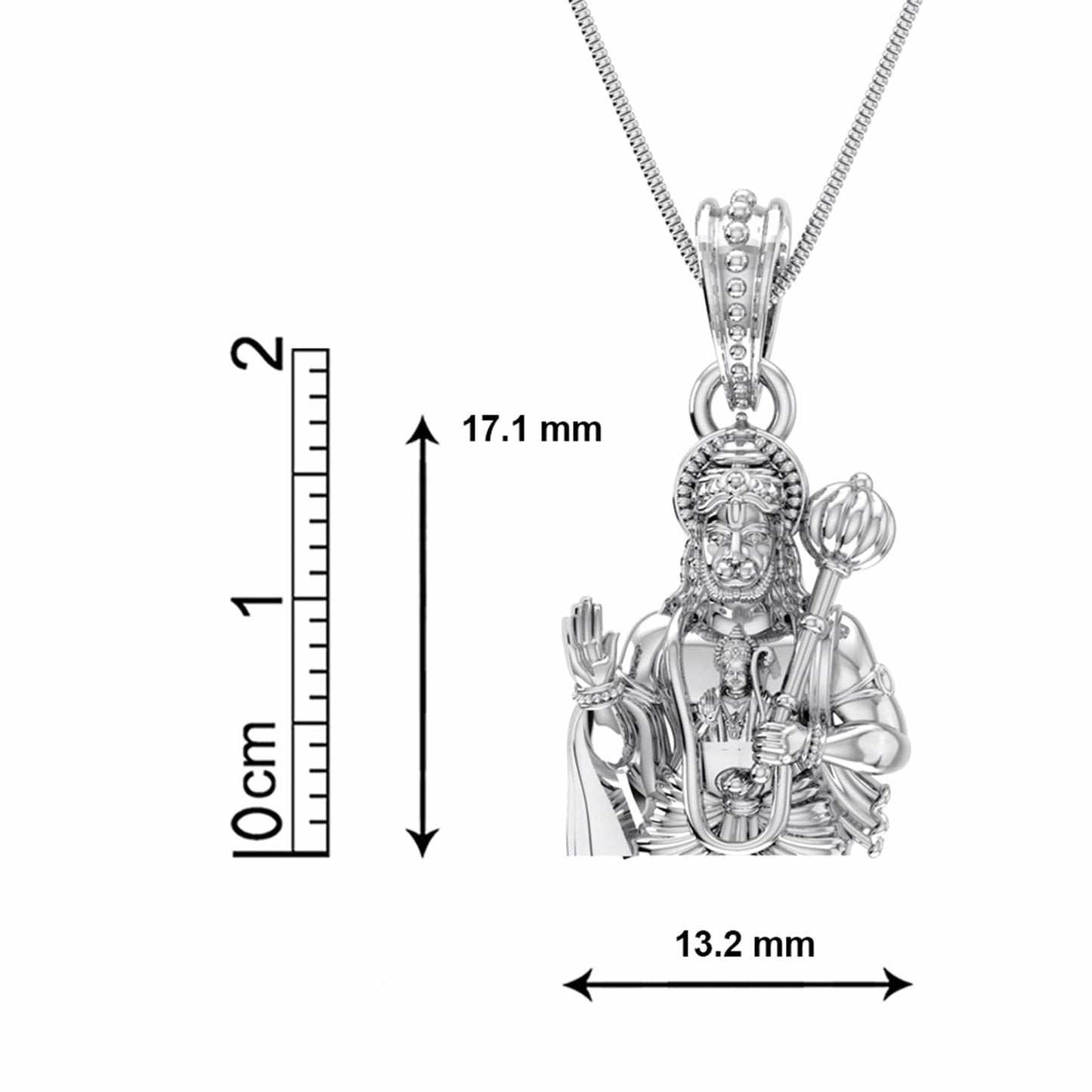 God Hanuman Chain Pendant (Pendant with Anchor Chain- 22 inches) for Men & Women Pure Silver Lord bajrang bali Chain Locket for Good Health & Wealth