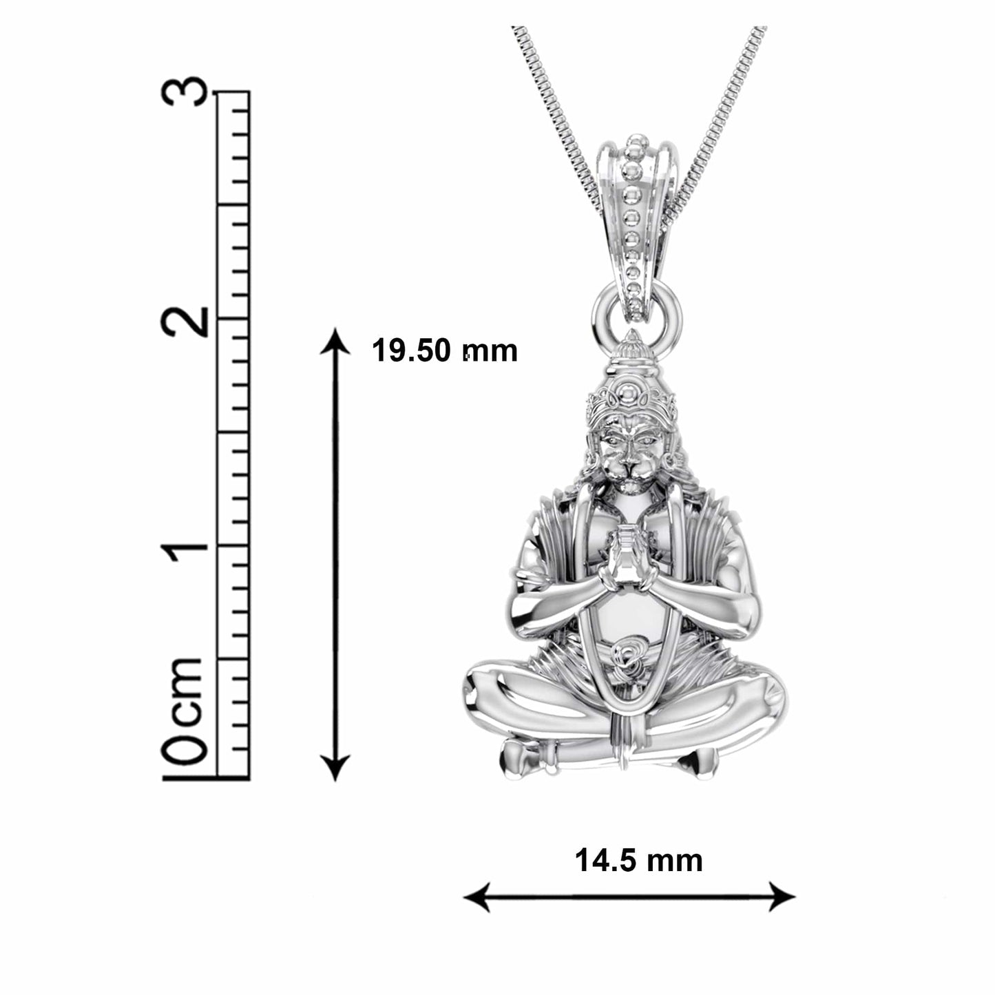 God Hanuman Chain Pendant (Pendant with Anchor Chain- 22 inches) for Men & Women Pure Silver Lord bajrang bali Chain Locket for Good Health & Wealth