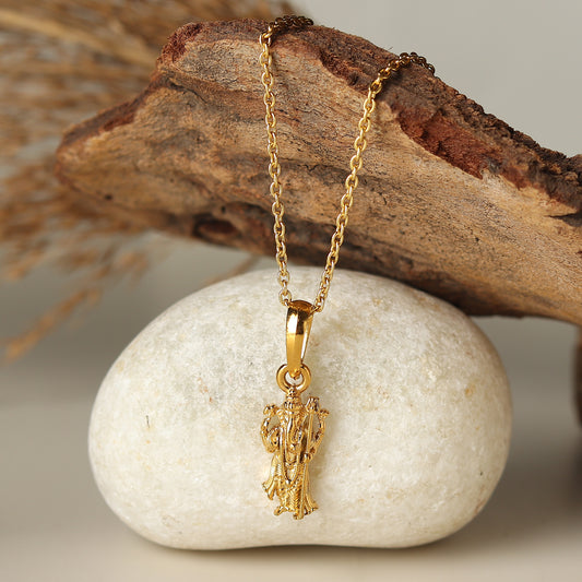 22KT Gold Plated Sterling Silver (92.5% Purity) Pure Silver God Ganesha Chain Pendant (Locket with Anchor Chain-22 inches) for Men & Women