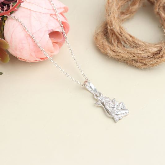 God Hanuman Chain Pendant (Pendant with Anchor Chain- 22 inches) for Men & Women Pure Silver Lord bajrang bali Chain Locket for Good Health & Wealth