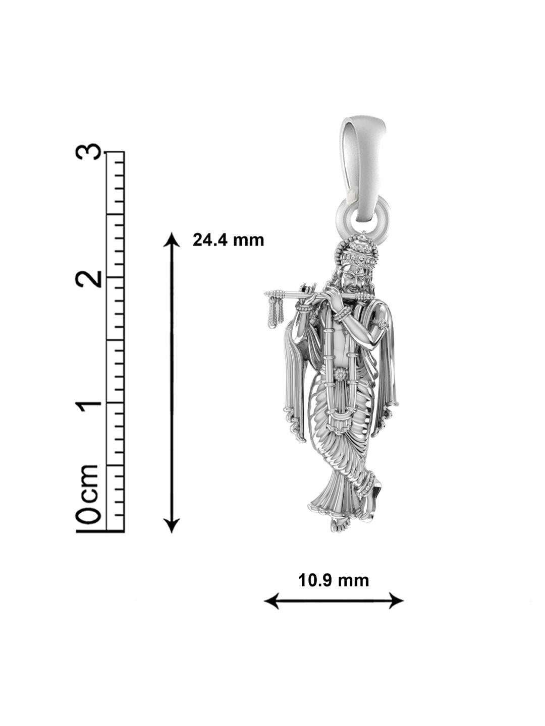 Sterling Silver (92.5% Purity) Pure Silver God Krishna Chain Pendant (Locket with Anchor Chain-22 inches) for Men & Women