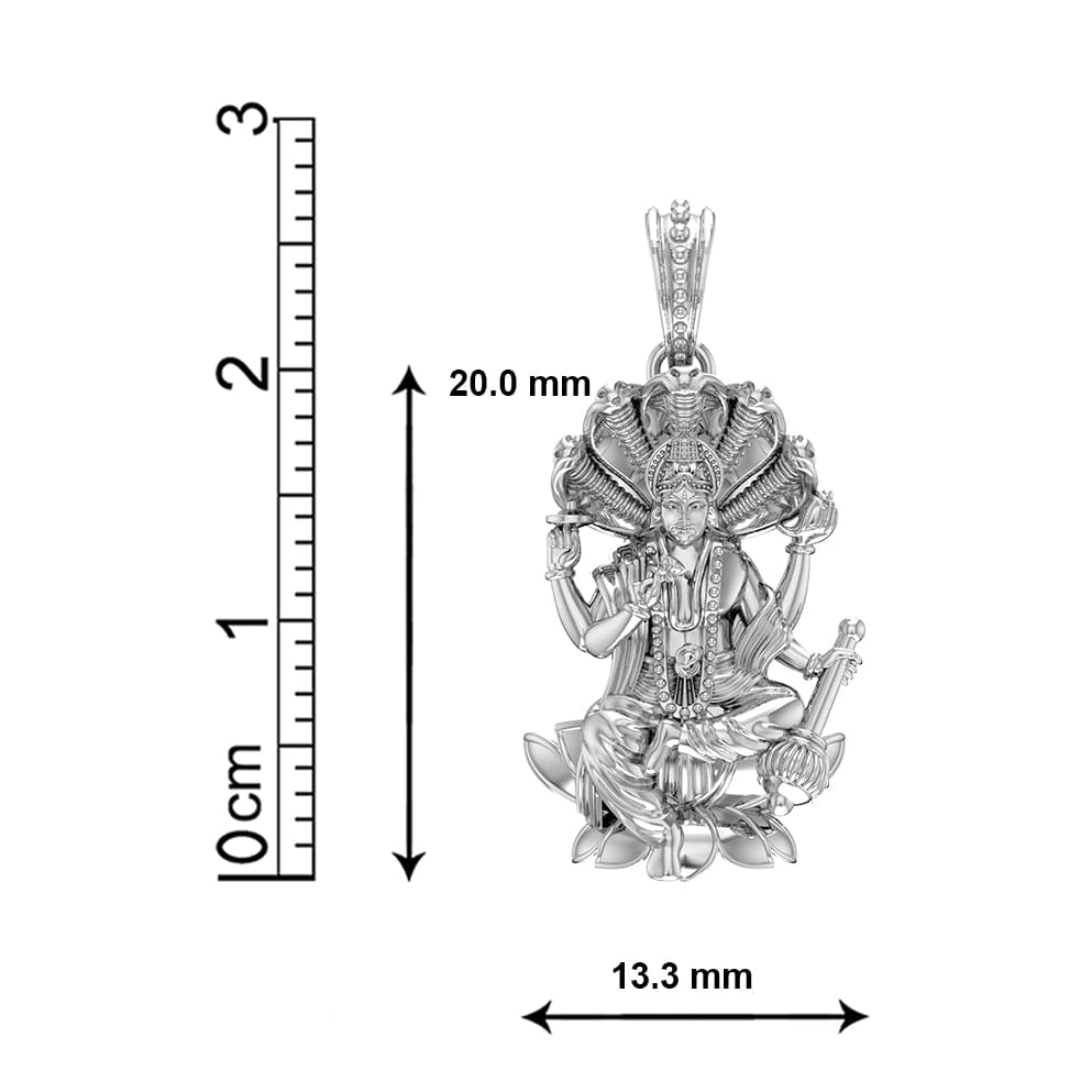 Sterling Silver (92.5% Purity) Pure Silver Vishnu ji chain pendant (Locket with Anchor Chain-22 inches) for Men and women