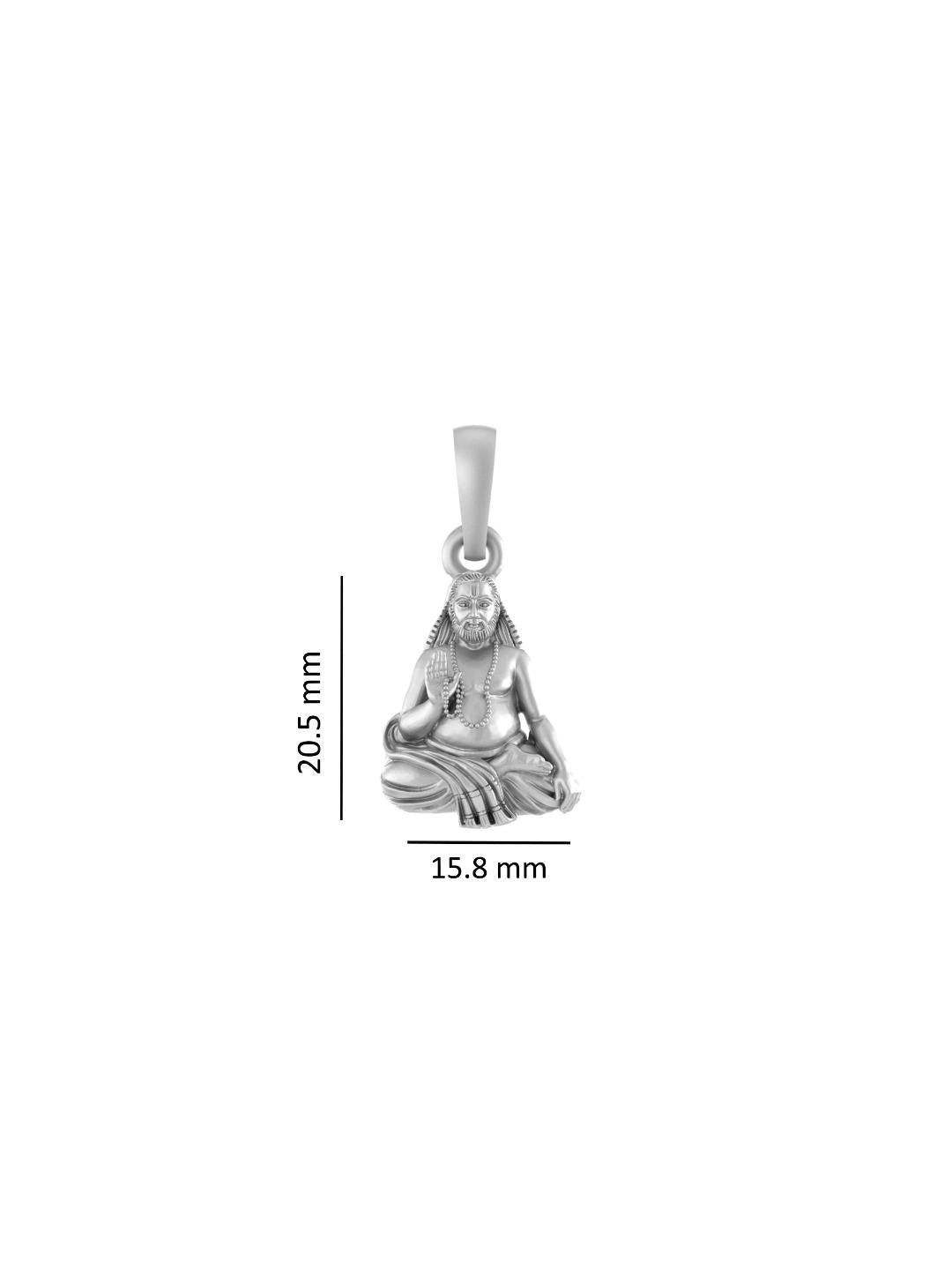 Sterling Silver (92.5% Purity) Pure Silver Spiritual Raghavendra Swamy (Locket with Anchor Chain-22 inches) for Men & Women