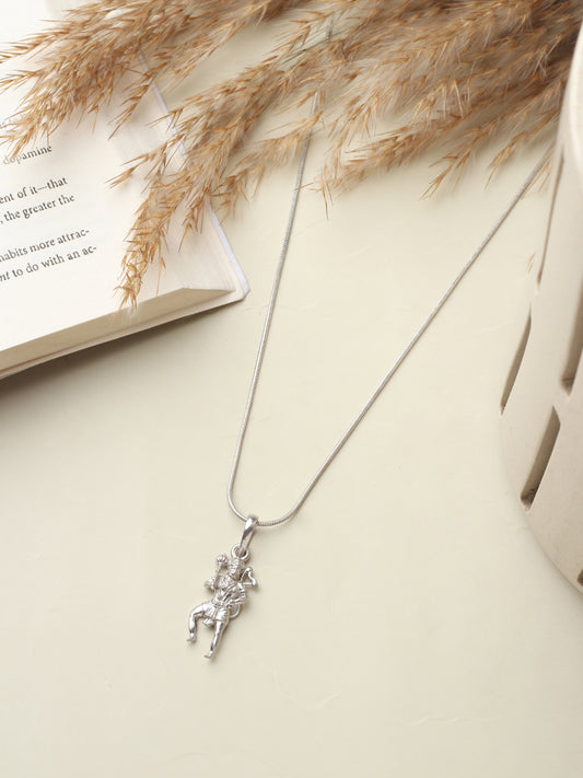 God Hanuman Chain Pendant (Pendant with Anchor Chain- 22 inches) for Men & Women Pure Silver Lord bajrang bali Chain Locket for Good Health & Wealth